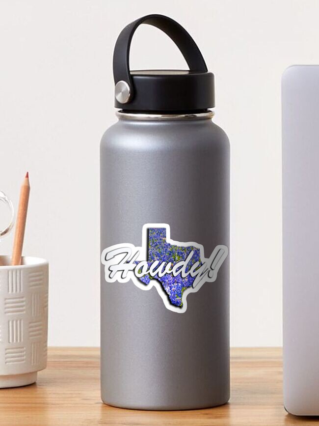 Thumbnail 1 of 3, Sticker, Texas Map Bluebonnets HOWDY! designed and sold by Warren Paul Harris.