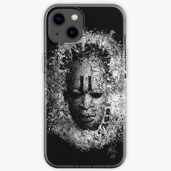 Masque sur fond sombre Coque souple iPhone