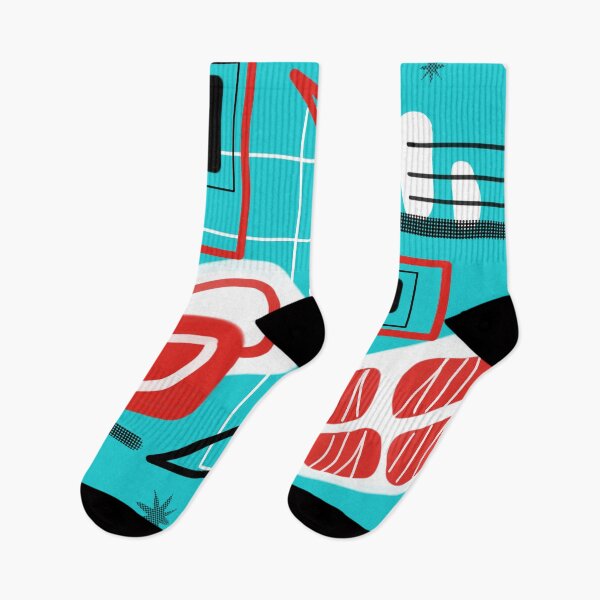 Item preview, Aqua Blue Mid Century Boomerangs designed and sold by OldSoulRetro.