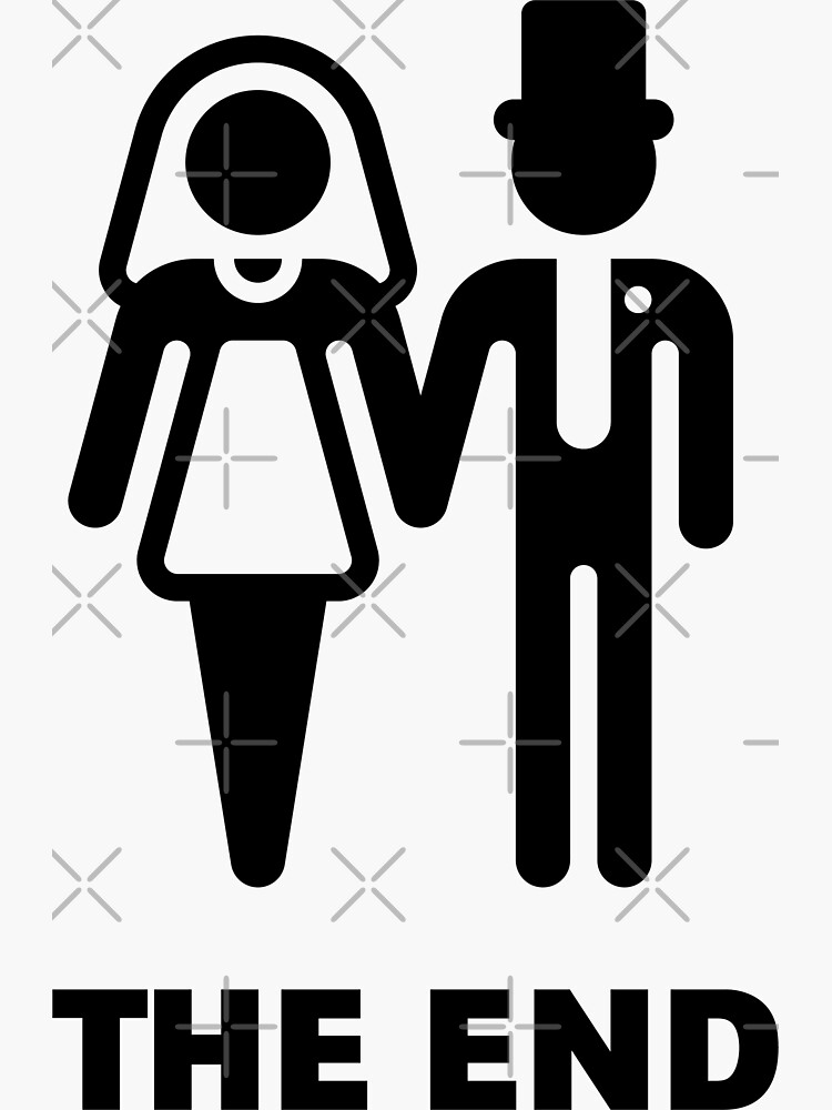 "The End (Wedding / Marriage / Bridal Pair / Black)" Sticker for Sale