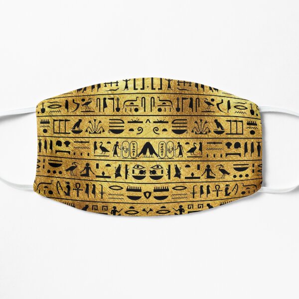 Gold and Black Hieroglyphics Mask Flat Mask