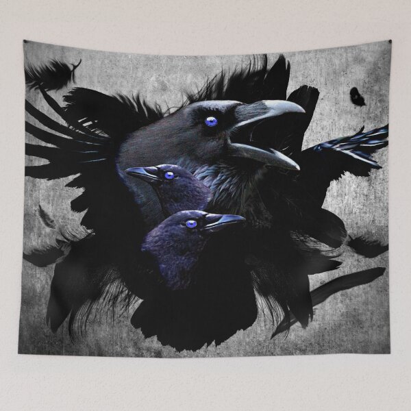 Item preview, Black Crow Bird Feathers Wings Blue Eye Gothic Art Gothic Decor A670 designed and sold by byNicol.