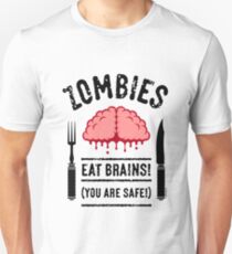 Zombies Eat Brains! You Are Safe! (3C) Slim Fit T-Shirt