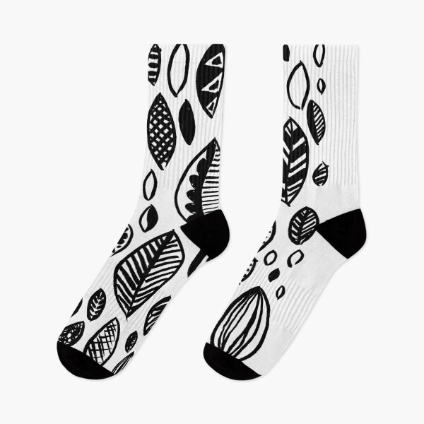 Item preview, Hand drawn leaf pattern, nature inspired, handmade, drawing, painting, leaves, black and white designed and sold by emporiumjulium.