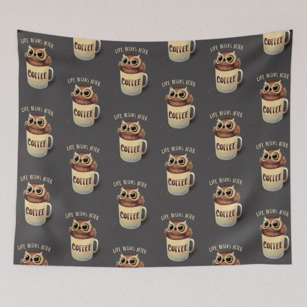 Item preview, Night Owl Coffee - Cute Bird - Life Begins after Coffee designed and sold by BlancaVidal.