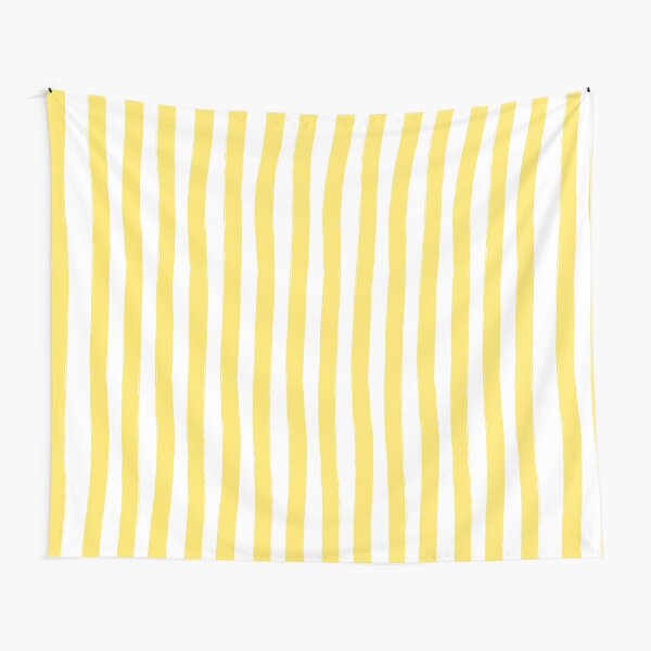 Preppy Yellow and White Cabana Stripe Tapestry