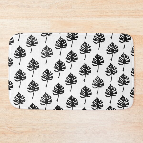 Item preview, Monstera leaf, lino cut printed pattern, nature inspired, handmade, black and white designed and sold by emporiumjulium.