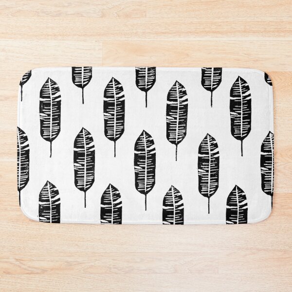 Item preview, Banana leaf, lino cut printed pattern, nature inspired, handmade, black and white designed and sold by emporiumjulium.