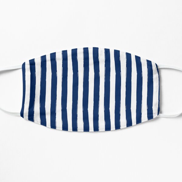 Preppy Nautical Blue and White Cabana Stripes Mask