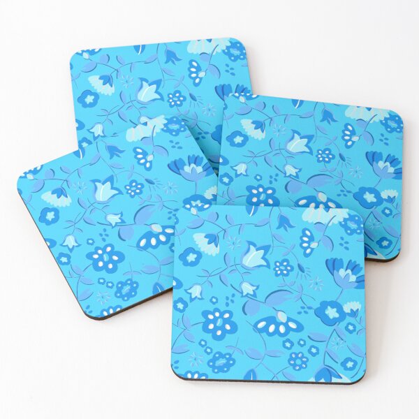 Item preview, Blue on Blue Flowers by David Rose Designs designed and sold by Sartabanfi.