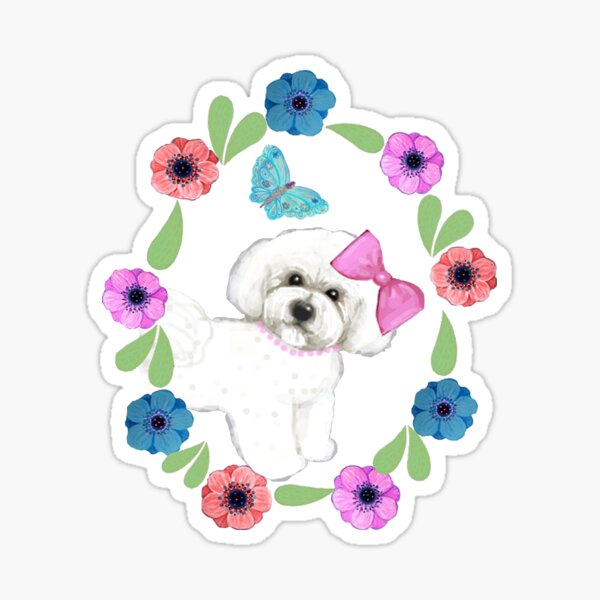 Bichon frise dog and Butterflies Sticker