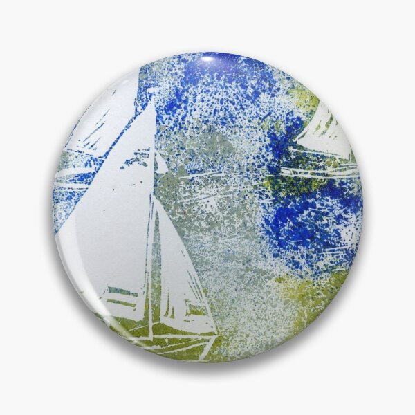 Item preview, Lino cut print of Seabird sailing boats off Ravenspoint, Trearddur Bay, Anglesey, in North Wales designed and sold by LymphomaLass.