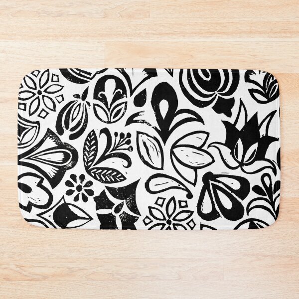 Item preview, FLOWER GARDEN, floral folksy pattern, Lino cut printed nature inspired hand printed pattern designed and sold by emporiumjulium.