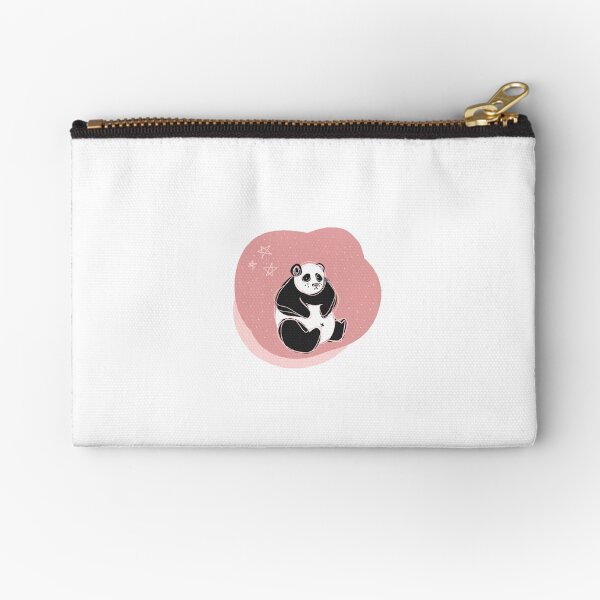 Pink Scribble Panda with Stars Zipper Pouch