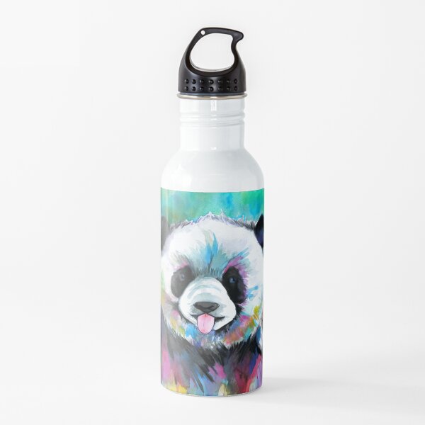 Dessin panda peint à l'aquarelle, tee shirt panda. Panda fou coloré Gourde