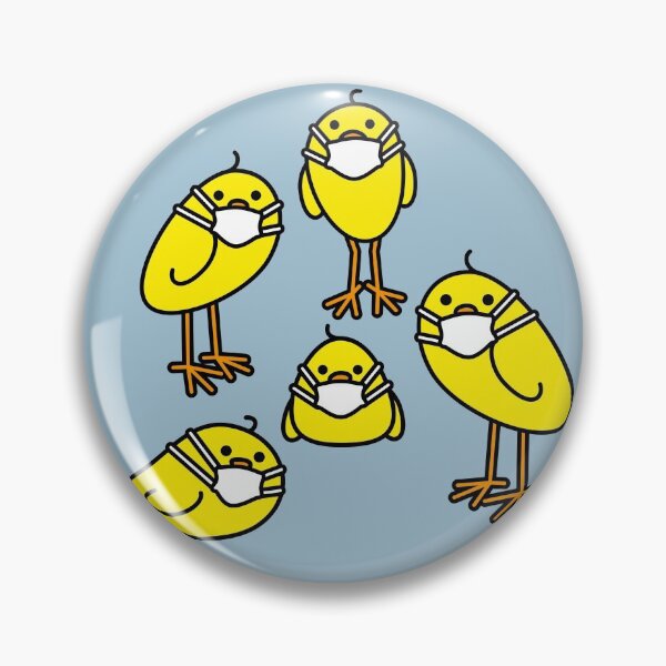 Item preview, Five Staring Yellow Chicks with Medical Masks designed and sold by CleverPencil.