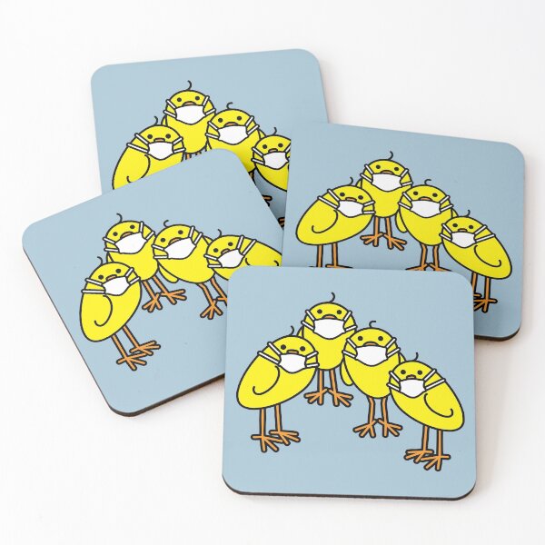 Item preview, Four Cute Yellow Chicks wearing Medical Masks designed and sold by CleverPencil.