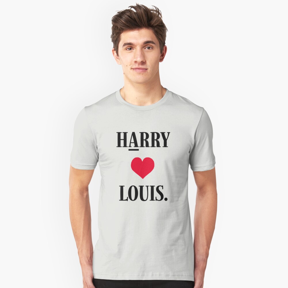 harry wearing harry loves louis shirt