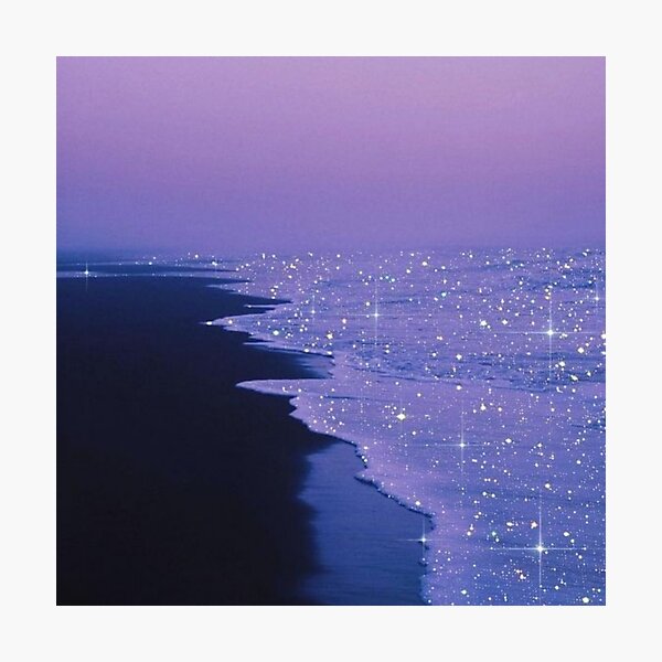 sparkly ocean purple sky aesthetic Photographic Print