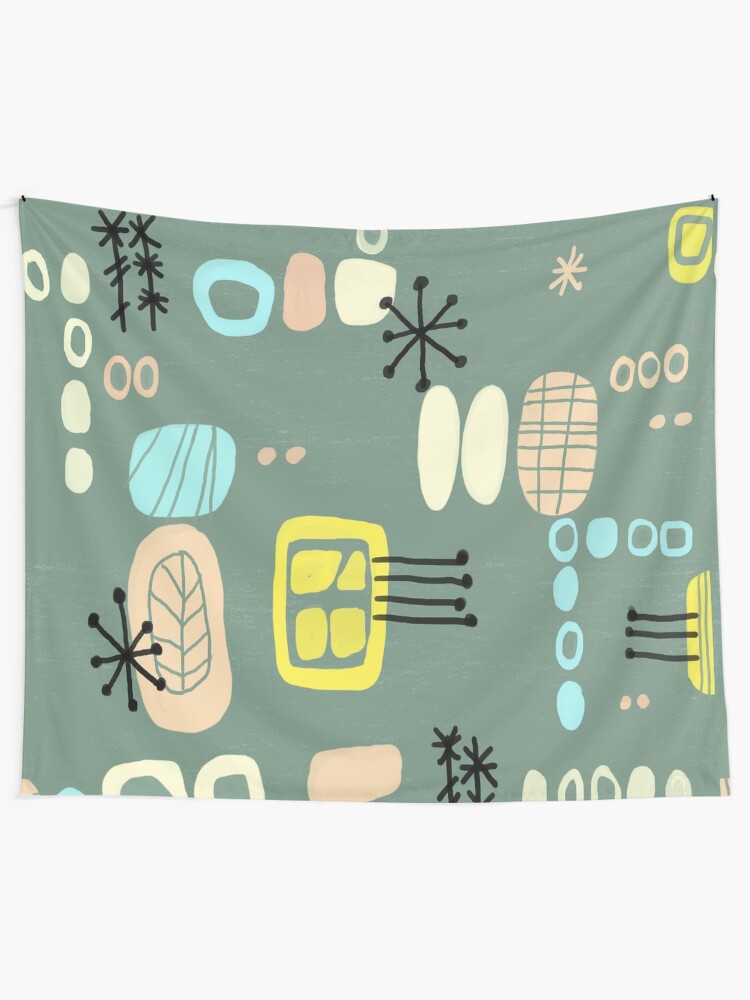Alternate view of Mid Century Modern Bark Cloth Tapestry