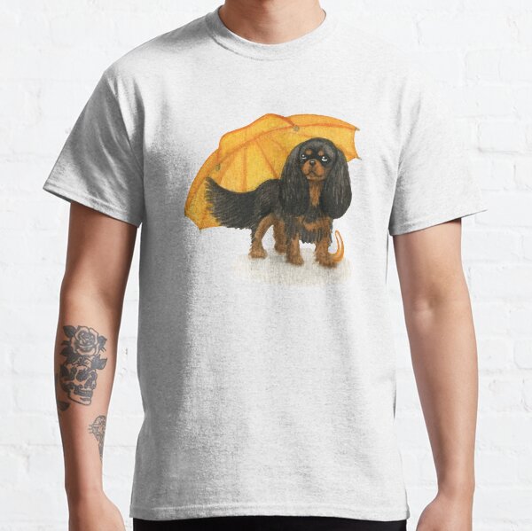 Cavalier King Charles Spaniel - Yellow Umbrella Black and Tan Classic T-Shirt