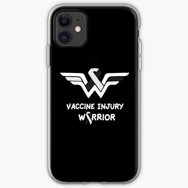 Vaccine Injury Awareness Warrior Support Survivor Black & White Ribbon Gifts iPhone Soft Case