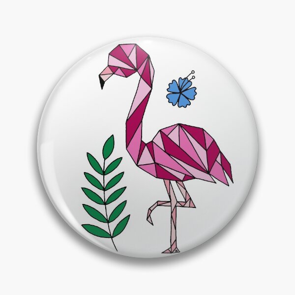 Item preview, Geometric Flamingo and Hibiscus Flower || Shapes || Abstract Animals designed and sold by Hilary Leslie.