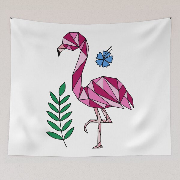 Item preview, Geometric Flamingo and Hibiscus Flower || Shapes || Abstract Animals designed and sold by Hilary Leslie.