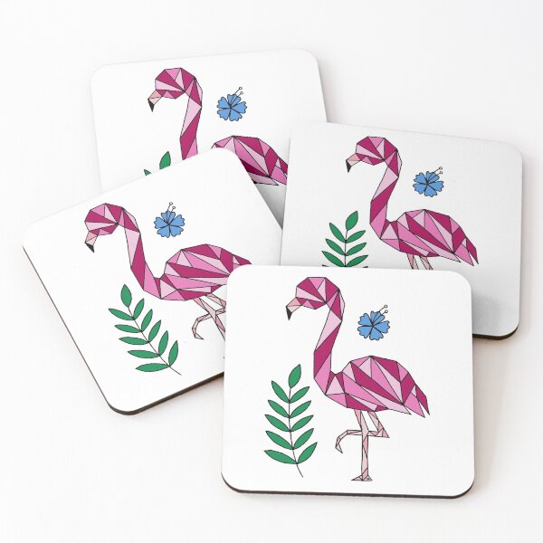 Item preview, Geometric Flamingo and Hibiscus Flower || Shapes || Abstract Animals designed and sold by Hilary Leslie.