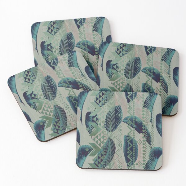 Item preview, Boho feathers with aztec pattern, chic hippie designer pattern, designed and sold by FannFann.