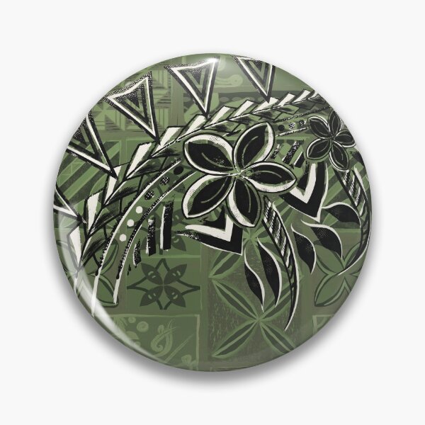 Item preview, Vintage Olive Hawaiian Tribal Petrogyph Pattern designed and sold by sunnthreads.