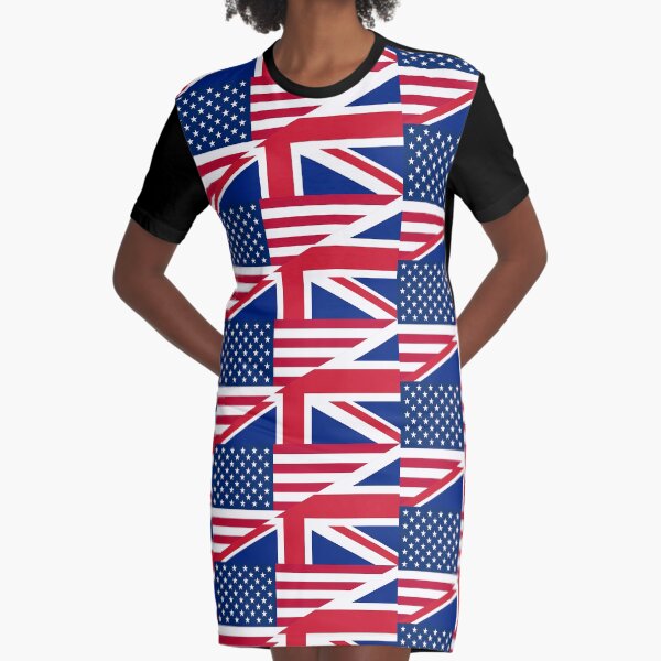 British American Flag Graphic T-Shirt Dress