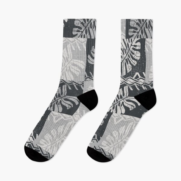 Item preview, Polynesian Tropical Leaves Black And White Pattern designed and sold by sunnthreads.