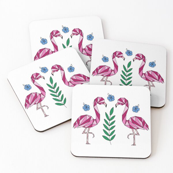 Item preview, Geometric Flamingos and Hibiscus Flowers || Shapes || Abstract Animals designed and sold by Hilary Leslie.