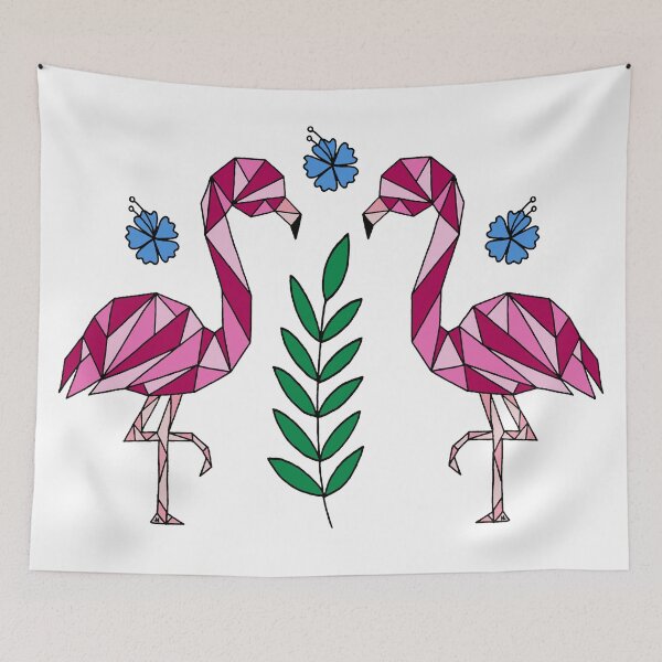 Item preview, Geometric Flamingos and Hibiscus Flowers || Shapes || Abstract Animals designed and sold by Hilary Leslie.