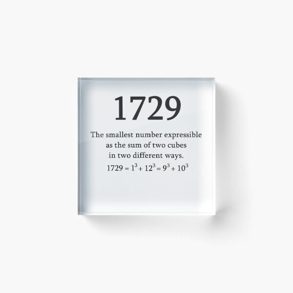 Item preview, 1729 math mathematician Hardy Ramanujan number nerd designed and sold by LeMuesch.