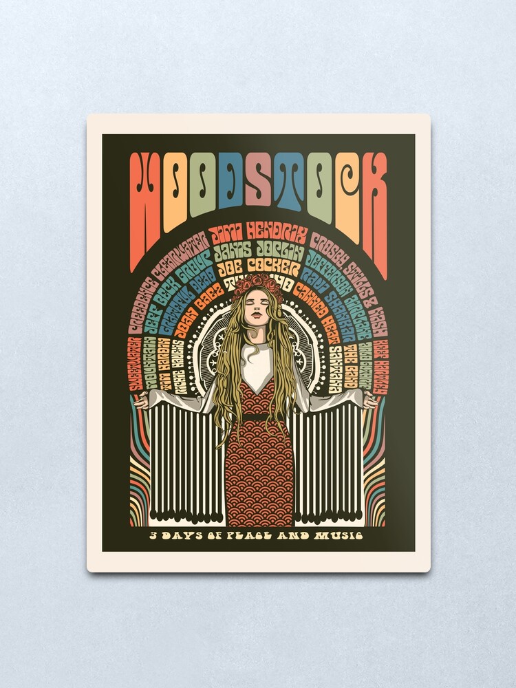 Alternate view of Woodstock Festival Poster Illustration Metal Print