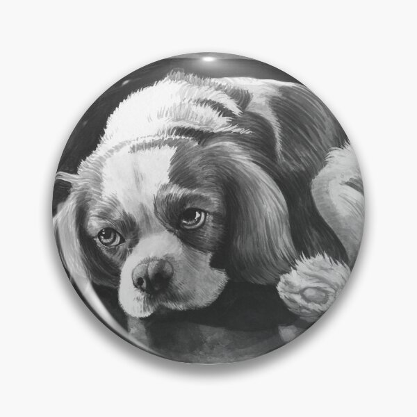 Item preview, Cavalier King Charles Spaniel - Blenheim Black and White Portrait  designed and sold by jollyinu.