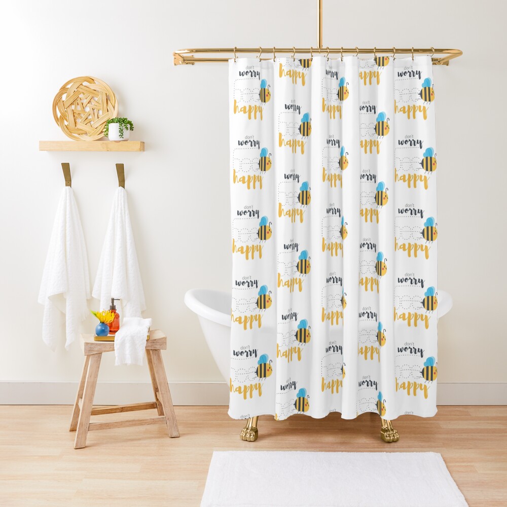 "Funny don't worry bee happy" Shower Curtain for Sale by HarleyJoJo