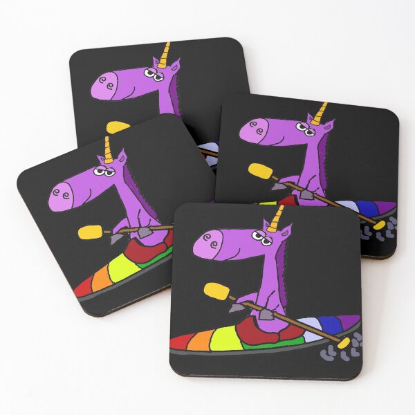 Item preview, Funny Unicorn in Rainbow Kayak Cartoon designed and sold by Nature's Fancy.