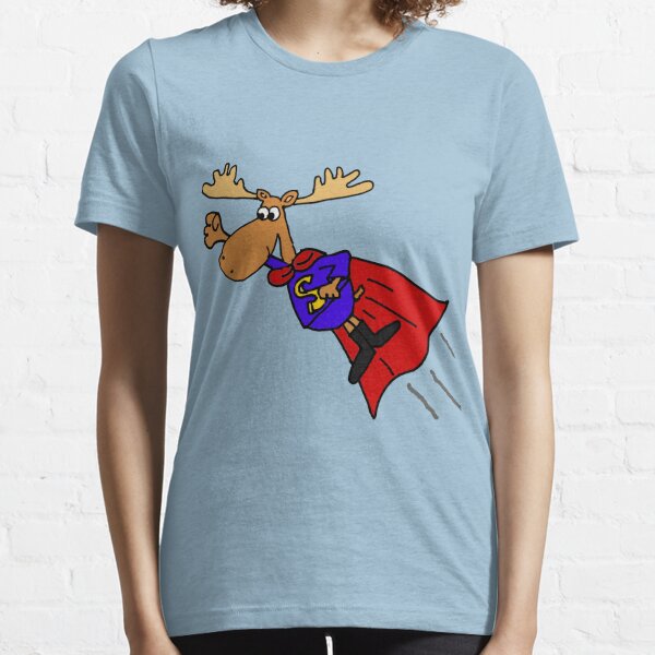 Funny Flying Moose Superhero Cartoon  Essential T-Shirt