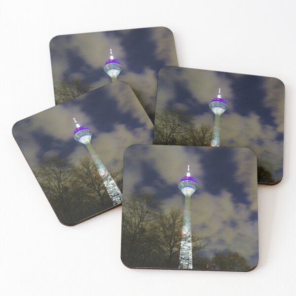 Item preview, Rhine tower Dusseldorf with clouds designed and sold by Kunst-in-Szene.