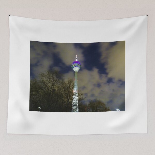 Item preview, Rhine tower Dusseldorf with clouds designed and sold by Kunst-in-Szene.
