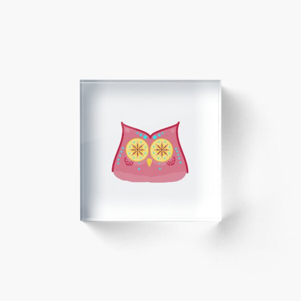 Colorful Abstract Pattern Owl Acrylic Block