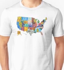 License Plate Map of The United States 2012 Edition 3 on White Unisex T-Shirt
