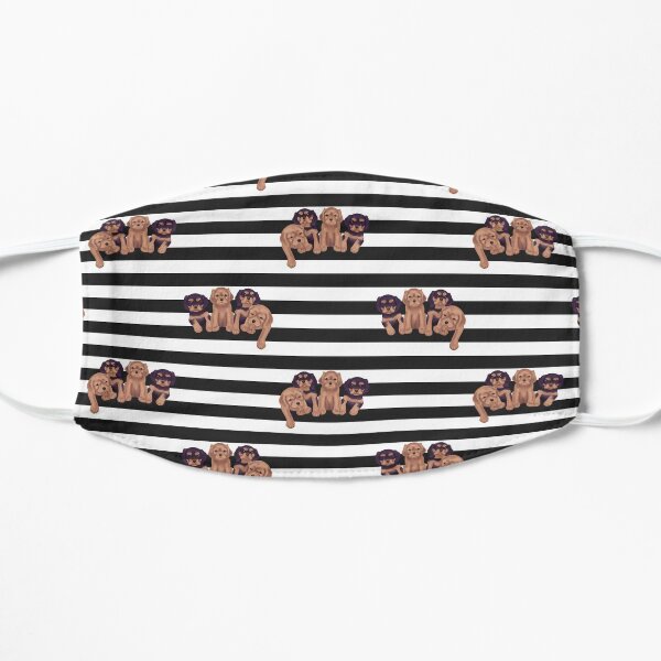 Cavalier King Charles Spaniels on Black and White Stripes Mask
