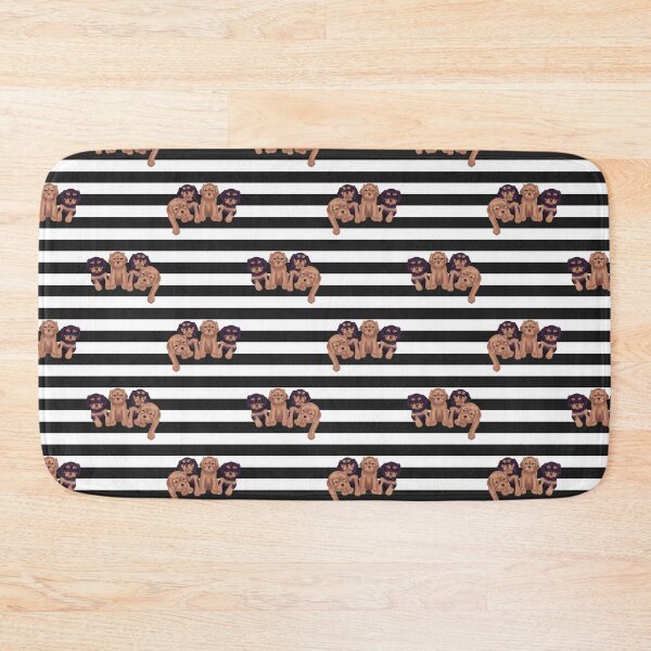 Item preview, Cavalier King Charles Spaniels on Black and White Stripes designed and sold by jollyinu.