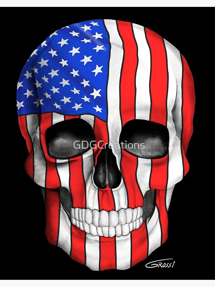 Download American Flag Skull On Dark Background Art Board Print By Gdgcreations Redbubble