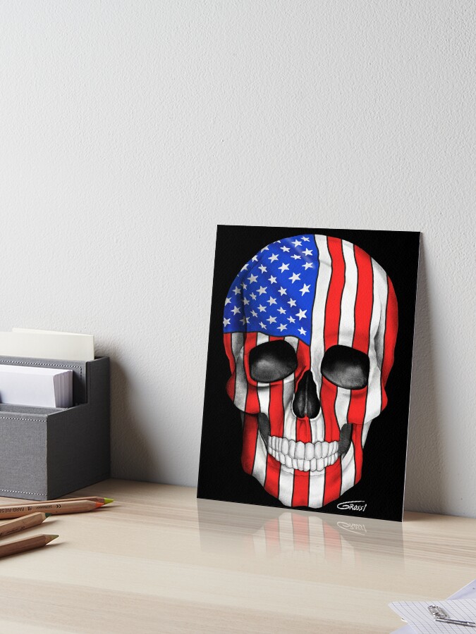 Download American Flag Skull On Dark Background Art Board Print By Gdgcreations Redbubble