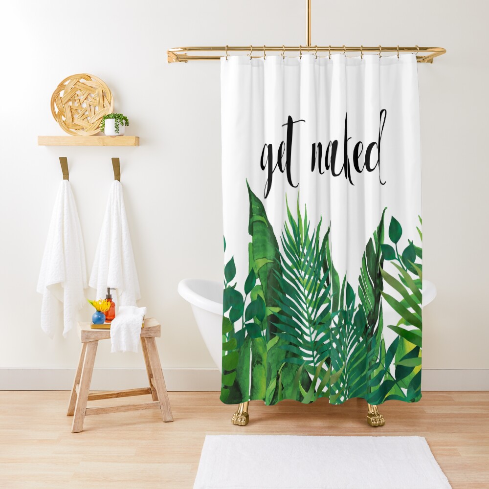 Get Naked, Tropical Jungle, Fun Bathroom Art Shower Curtain